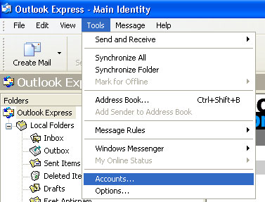 E-mail setup OUTLOOK EXPRESS 6