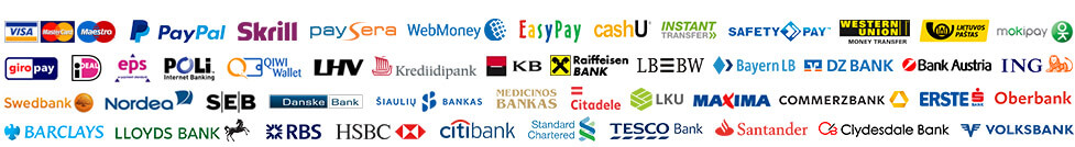 PayPal, MoneyBookers, Google Chekout, WebMoney, WebToPay.COM, Paysera ...